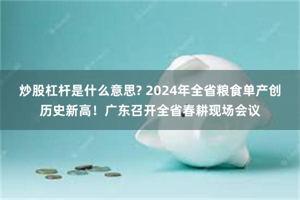 炒股杠杆是什么意思? 2024年全省粮食单产创历史新高！广东召开全省春耕现场会议
