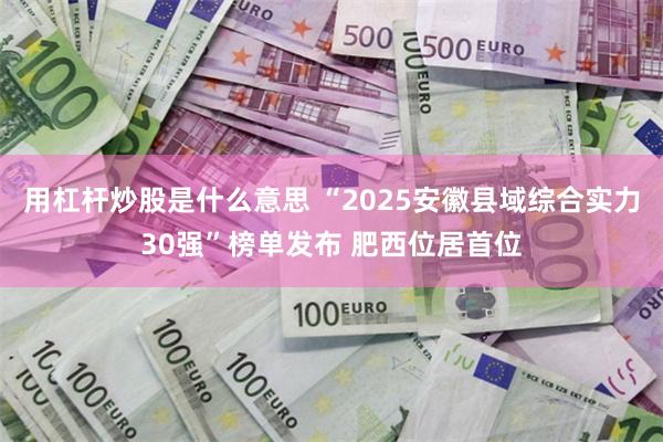 用杠杆炒股是什么意思 “2025安徽县域综合实力30强”榜单发布 肥西位居首位